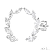 1/2 ctw Graduated Marquise Cut Diamond Fashion Ear Climbers in 14K White Gold